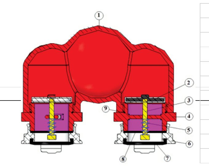 Cấu tạo Họng tiếp nước chữa cháy 2 cửa DN65 - mặt bích DN80
